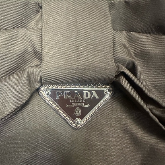 Prada Nylon Ribbon Tote Bag In An Olive Green Color With A Bow Detail. - Picture 6 of 13